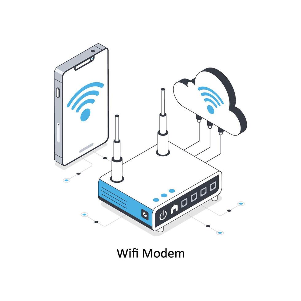 Wi-fi modem isométrico estoque ilustração. eps Arquivo estoque ilustração vetor