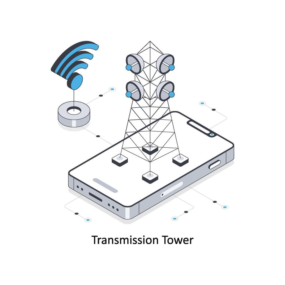 transmissão torre isométrico estoque ilustração. eps Arquivo estoque ilustração vetor