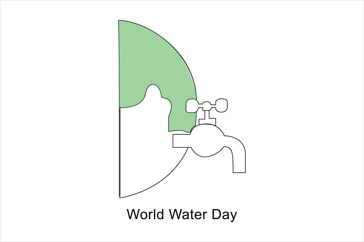 contínuo 1 linha desenhando do terra água. mundo água dia conceito isolado vetor ilustração