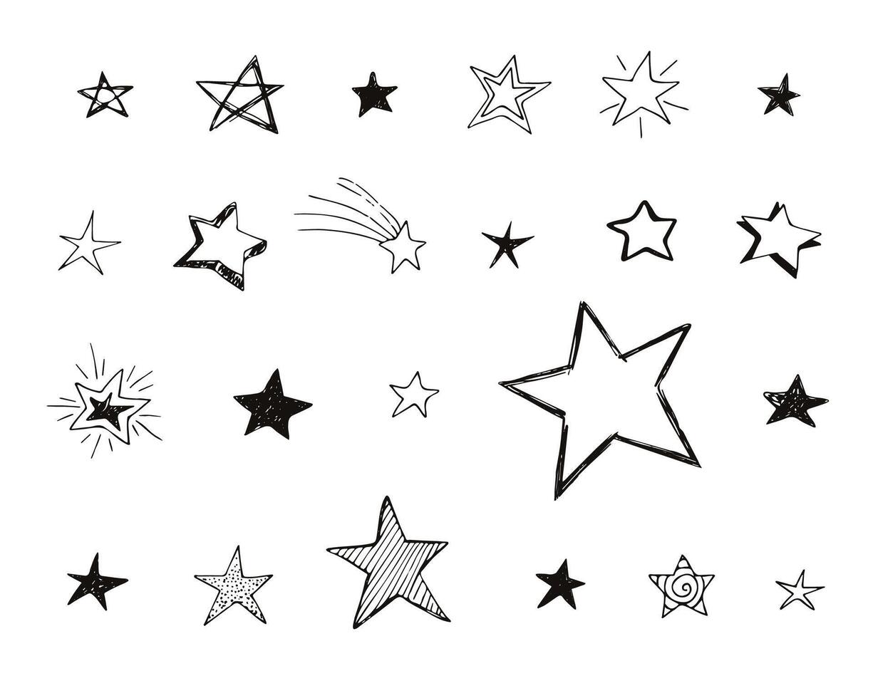 vetor coleção do 23 mão desenhado estrelas isolado em branco fundo