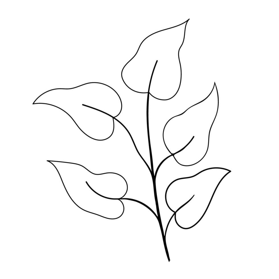 mão desenhado linha Casamento erva, elegante folhas para convite Salve  a encontro cartão. vetor