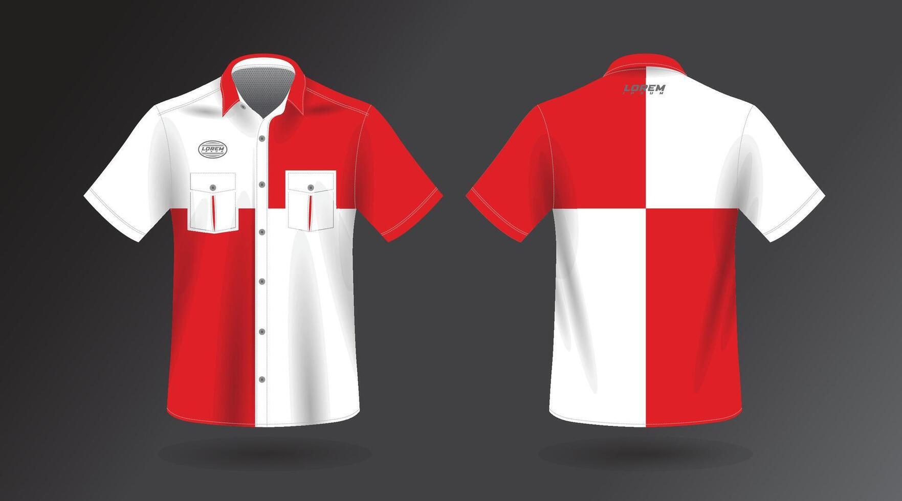 moderno curto manga camisa Projeto para trabalhos . frente e costas visualizar, vetor Arquivo