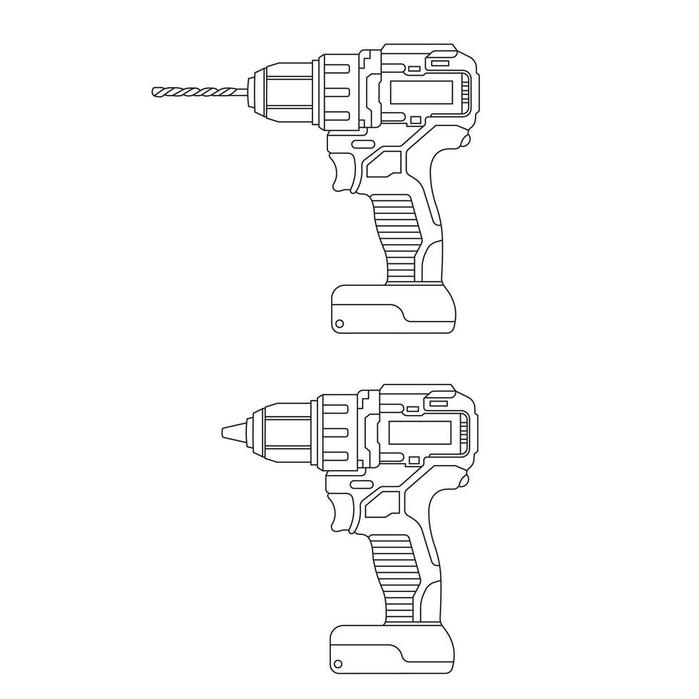 mão desenhado crianças desenhando desenho animado vetor ilustração elétrico broca ícone isolado em branco fundo