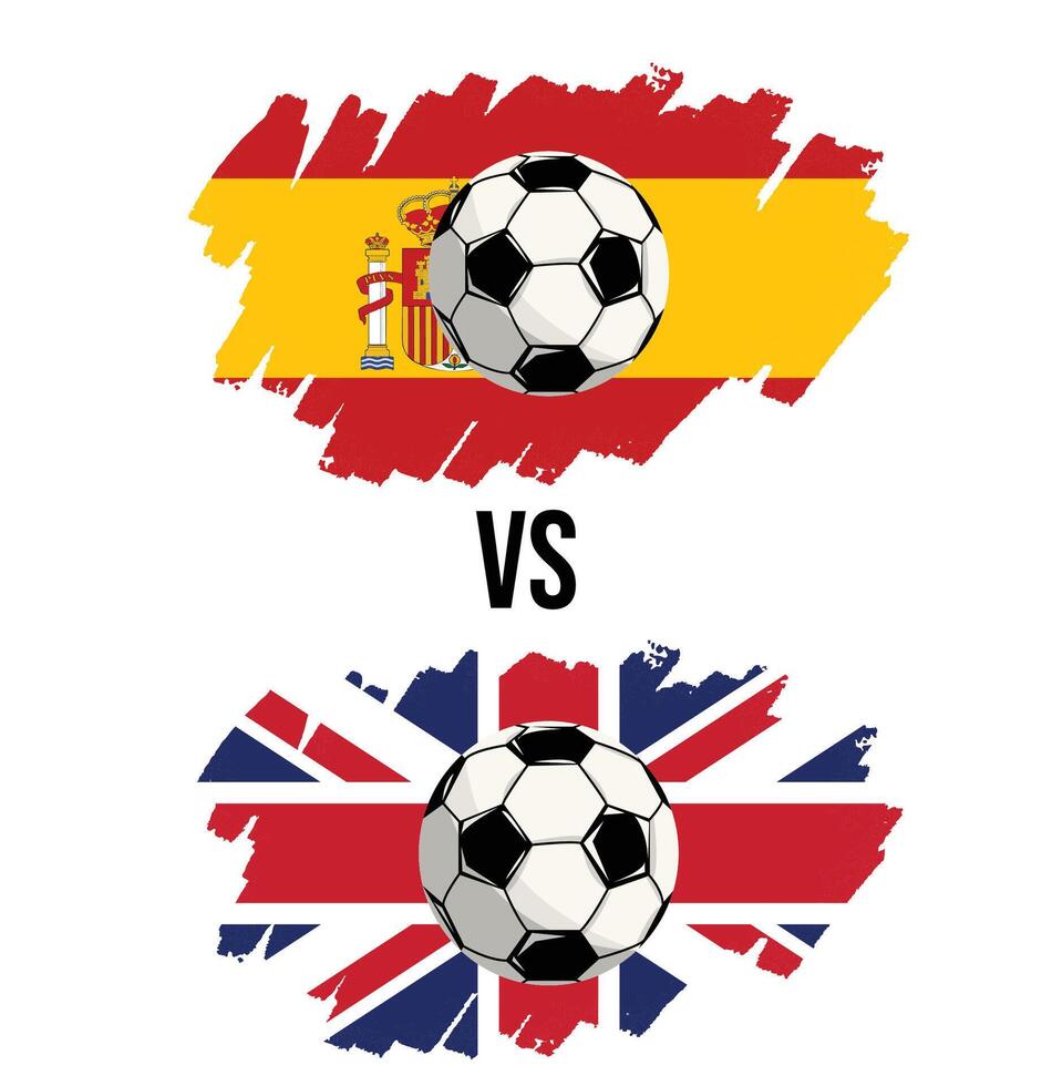 Unidos reino vs Espanha futebol corresponder. plano vetor futebol jogos Projeto ilustração conceito.