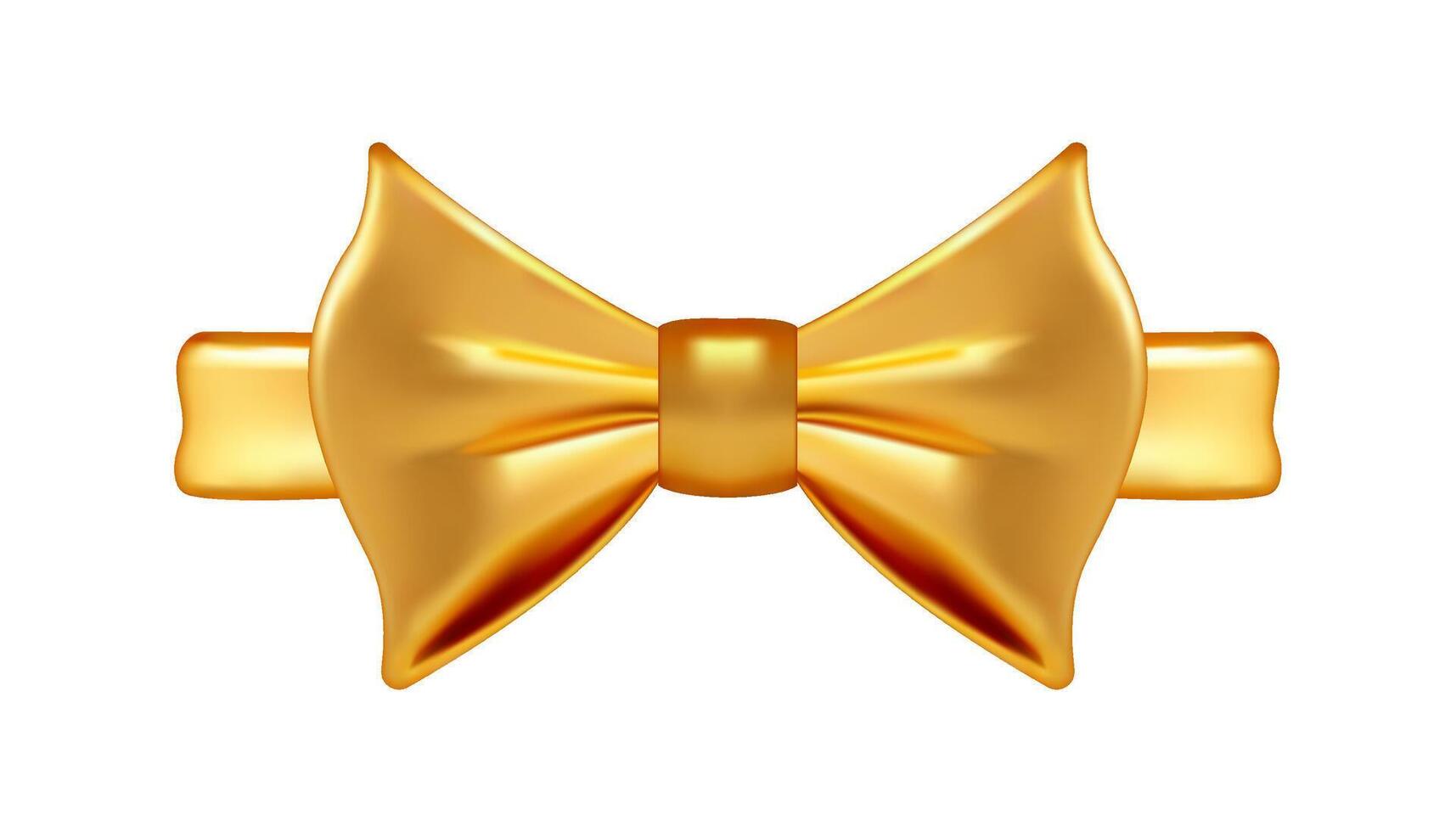 dourado metálico amarrado arco grampo elegante luxo fêmea acessório 3d ícone realista vetor