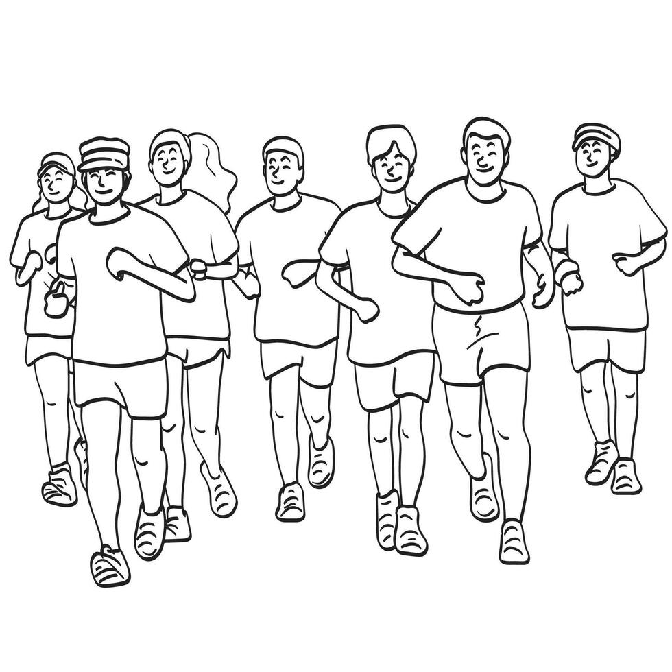 pessoas corrida para saúde ilustração vetor mão desenhado isolado em branco fundo