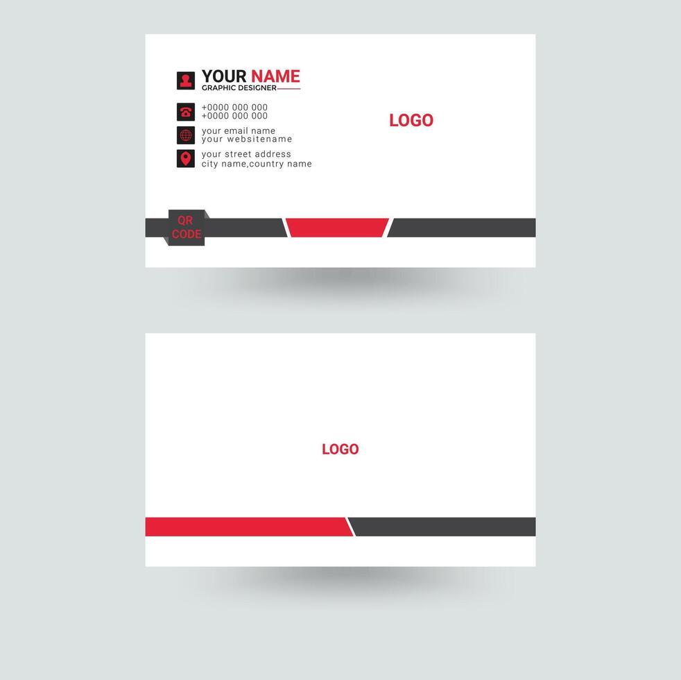 moderno e limpar \ limpo o negócio cartão Projeto com vermelho e Preto cor modelo vetor