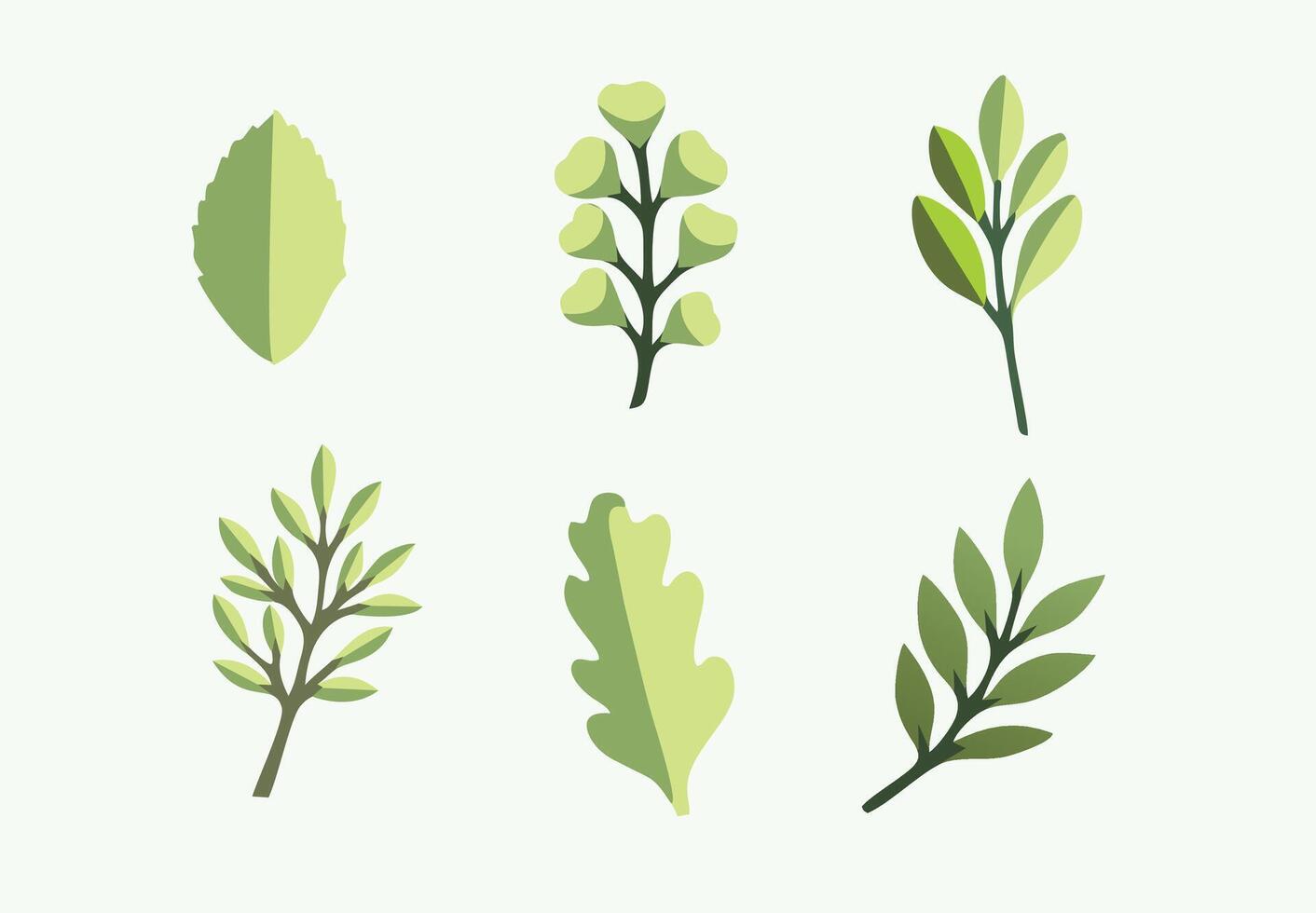 ícone conjunto Projeto para tridimensional verde folha ornamental plantas vetor