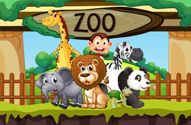 Animais selvagens no zoológico vetor