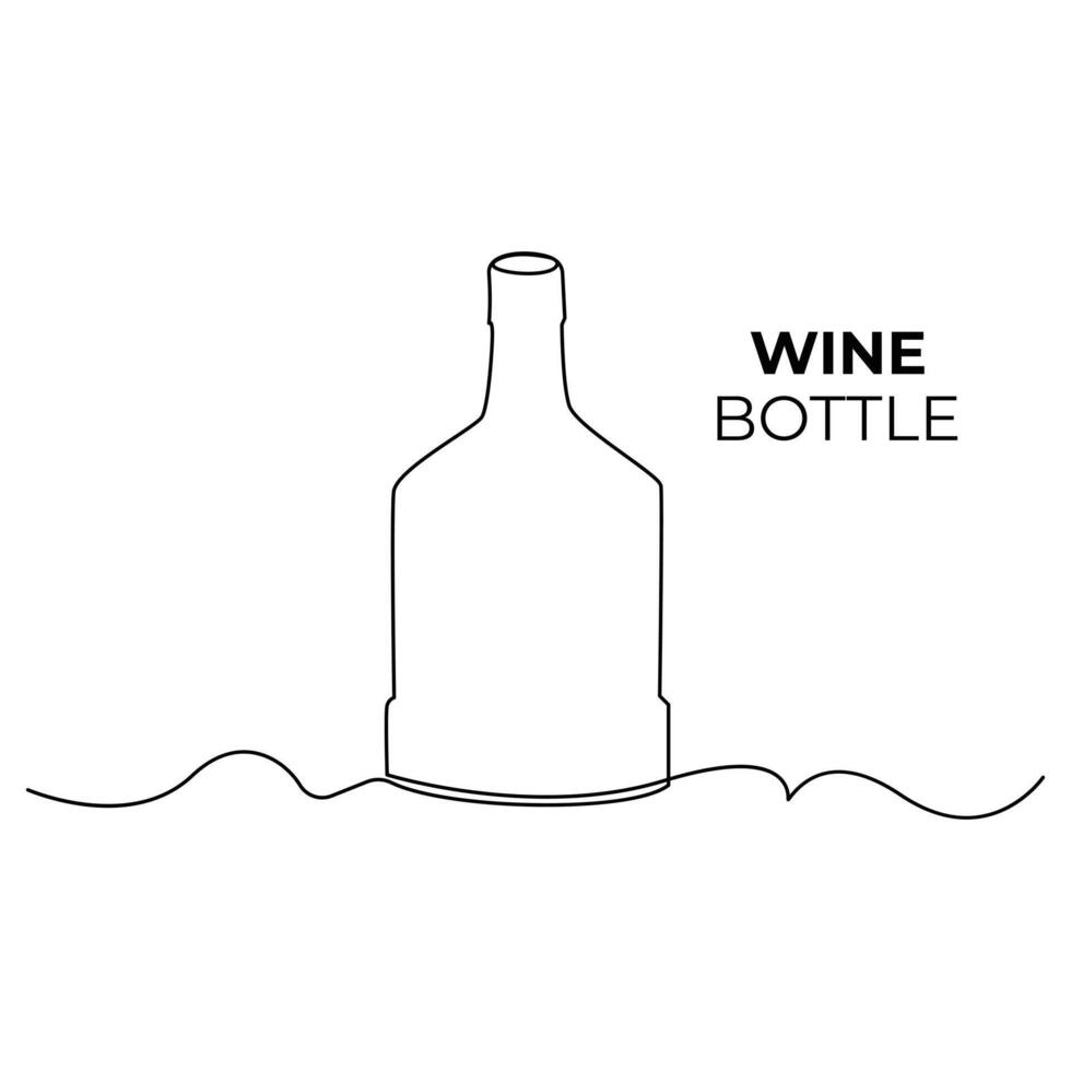 vinho garrafa e vidro contínuo 1 linha arte desenhando minimalista Projeto vetor e ilustração