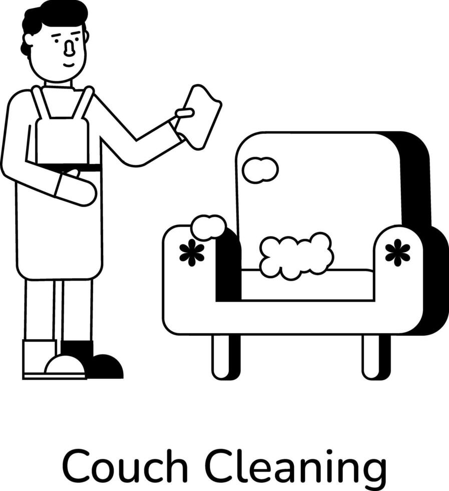 na moda sofá limpeza vetor