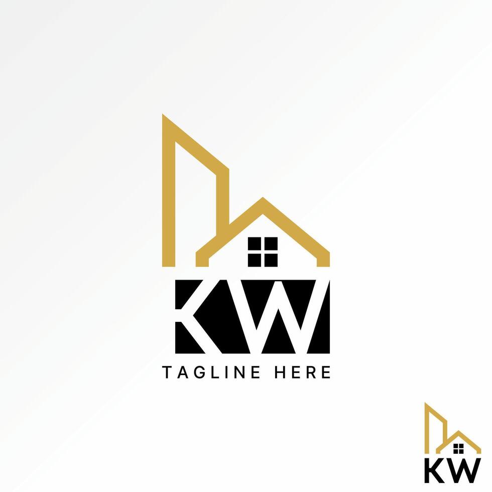 logotipo Projeto gráfico conceito criativo Prêmio vetor estoque abstrato placa ícone carta inicial kw Fonte linha casa construção relacionado tipografia arquitetura