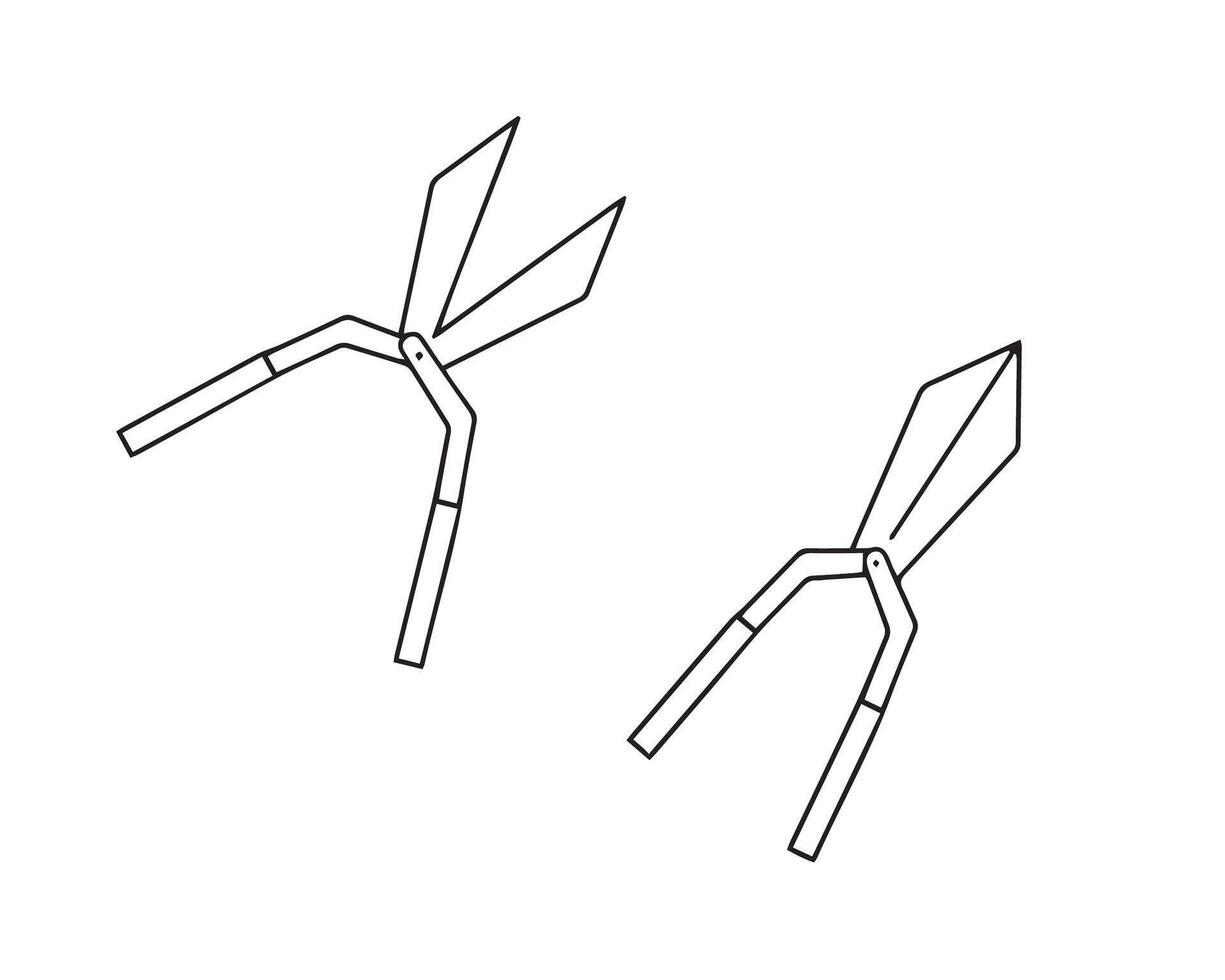 poda tesouras ícone, jardinagem tesoura de jardim, tesouras de podar ou tesouras de podar vetor ilustração, jardinagem tesoura, ramo poda. vetor ilustração dentro rabisco estilo. vetor