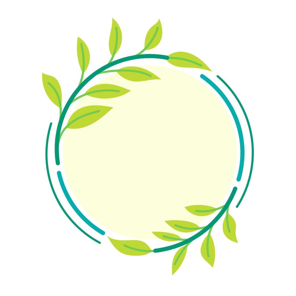 círculo natureza logotipo com folhas quadro, Armação vetor