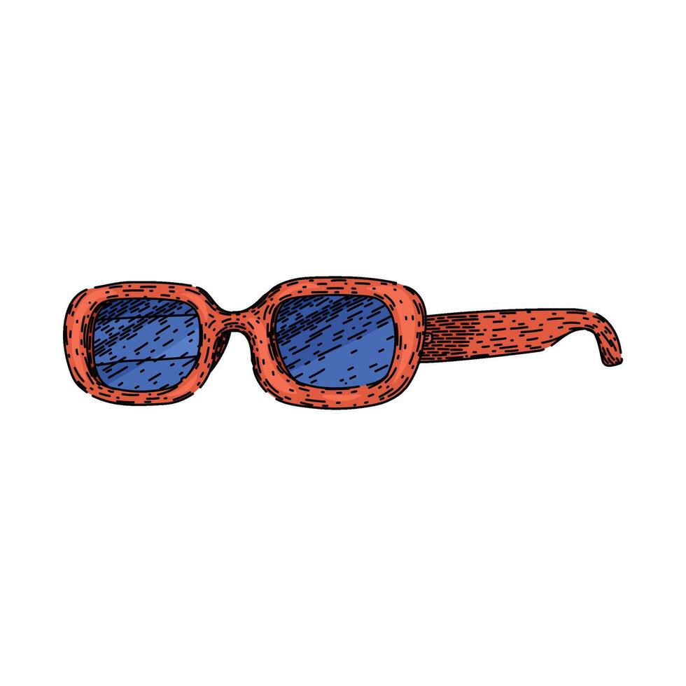 topo oculos de sol fêmea vintage esboço mão desenhado vetor