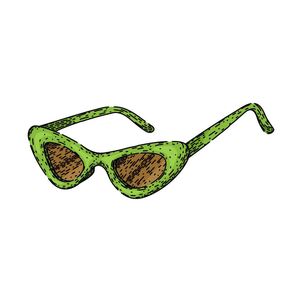 oculos de sol fêmea vintage esboço mão desenhado vetor