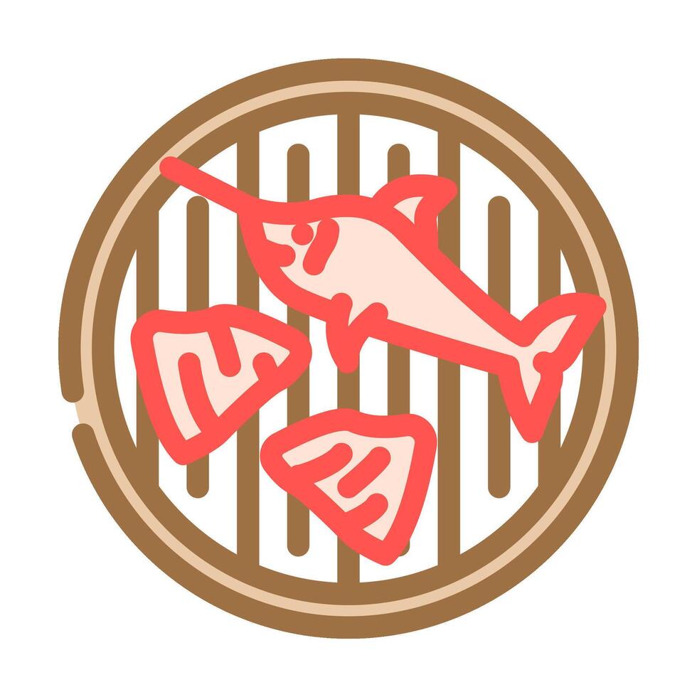 grelhado peixe-espada mar cozinha cor ícone vetor ilustração