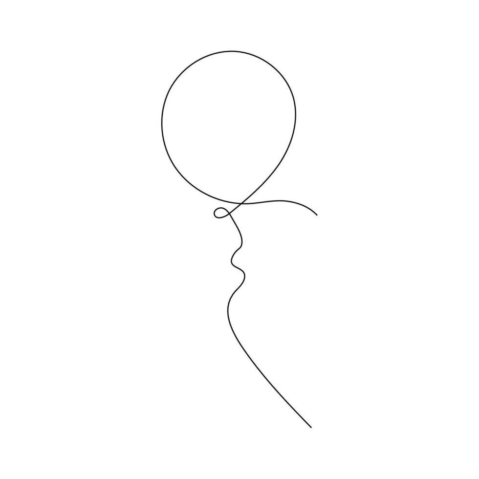 uma balão minimalista 1 linha contínuo arte vetor Projeto isolado em uma branco fundo. simples solteiro Projeto.