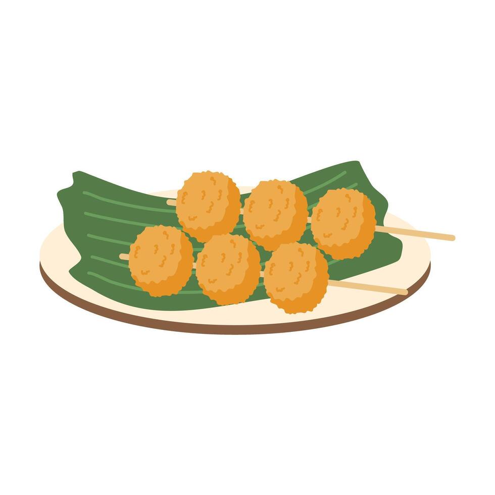 japonês comida, tsukune frango bola ilustração vetor