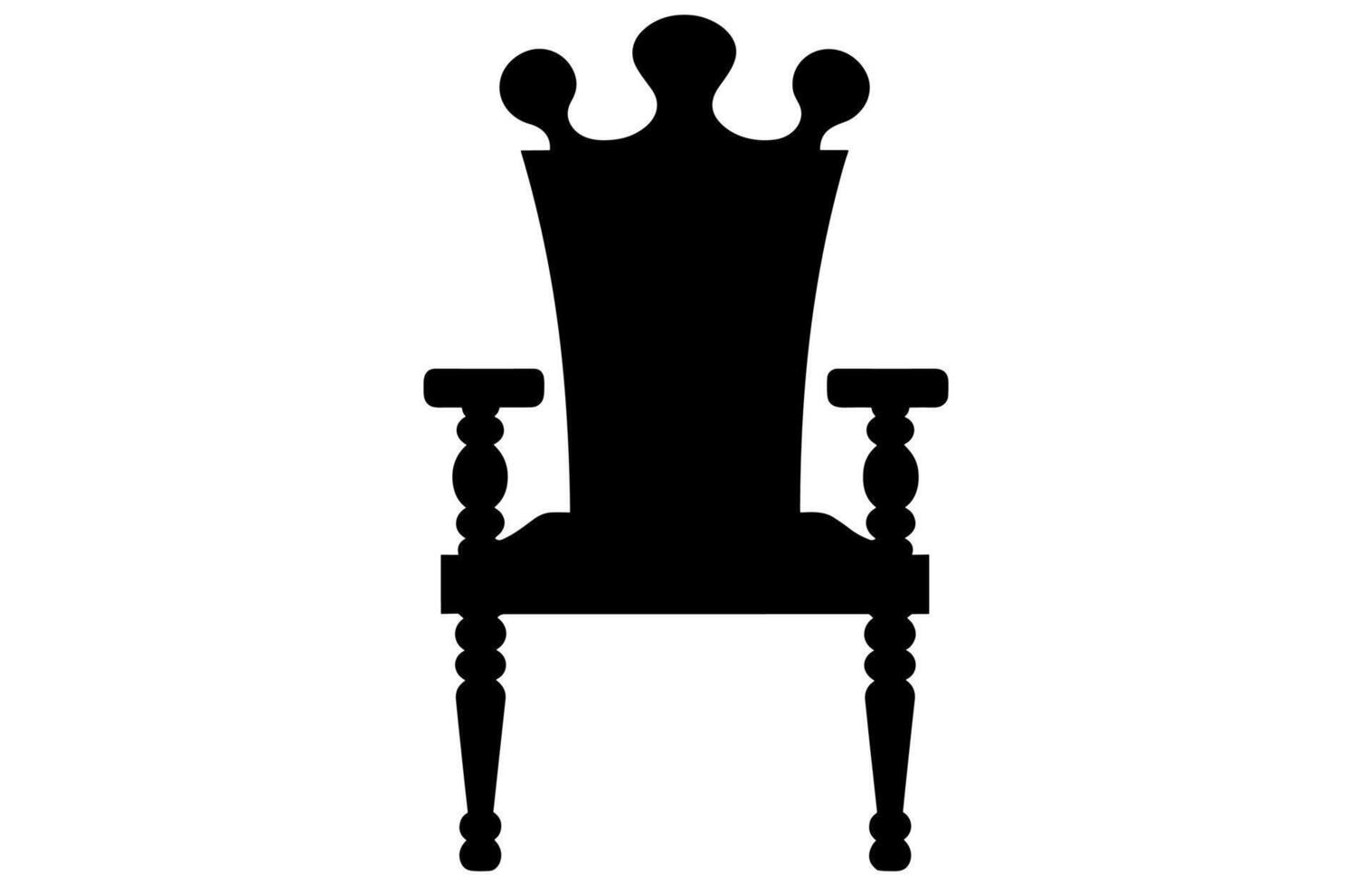 rei trono silhueta, real trono cadeira vetor, poltrona com coroa do rei. vetor