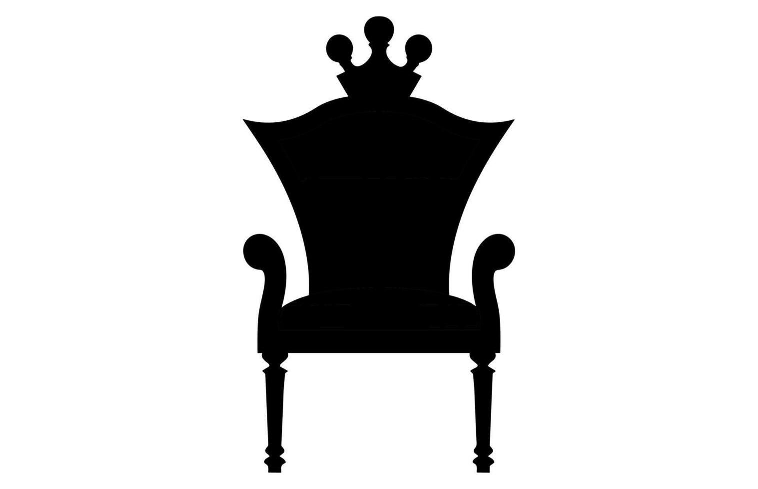 rei trono silhueta, real trono cadeira vetor, poltrona com coroa do rei. vetor