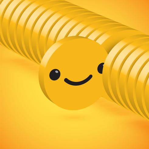 Emoticon amarelo elevado detalhado do disco 3D selecionado, ilustração do vetor