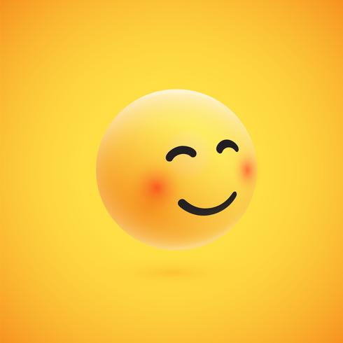 Lindo emoticon 3D amarelo alta detalhado para web, ilustração vetorial vetor