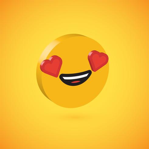 Emoticon de disco 3D alta detalhado amarelo, ilustração vetorial vetor