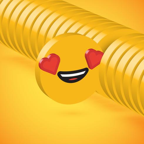 Emoticon amarelo elevado detalhado do disco 3D selecionado, ilustração do vetor