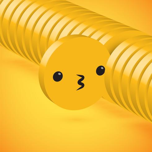 Emoticon amarelo elevado detalhado do disco 3D selecionado, ilustração do vetor