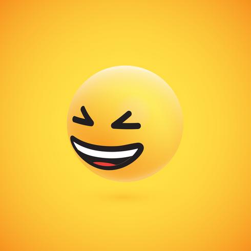 Lindo emoticon 3D amarelo alta detalhado para web, ilustração vetorial vetor