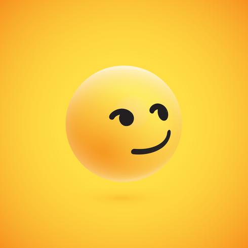 Lindo emoticon 3D amarelo alta detalhado para web, ilustração vetorial vetor