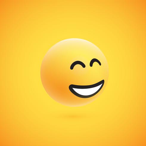 Lindo emoticon 3D amarelo alta detalhado para web, ilustração vetorial vetor