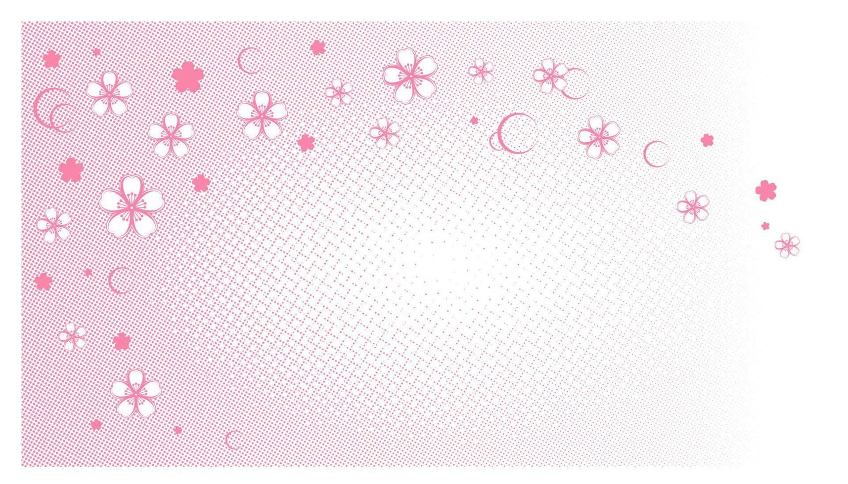 fundo rosa colorido de meio-tom com flores de sakura em mangá e estilo cômico. vetor