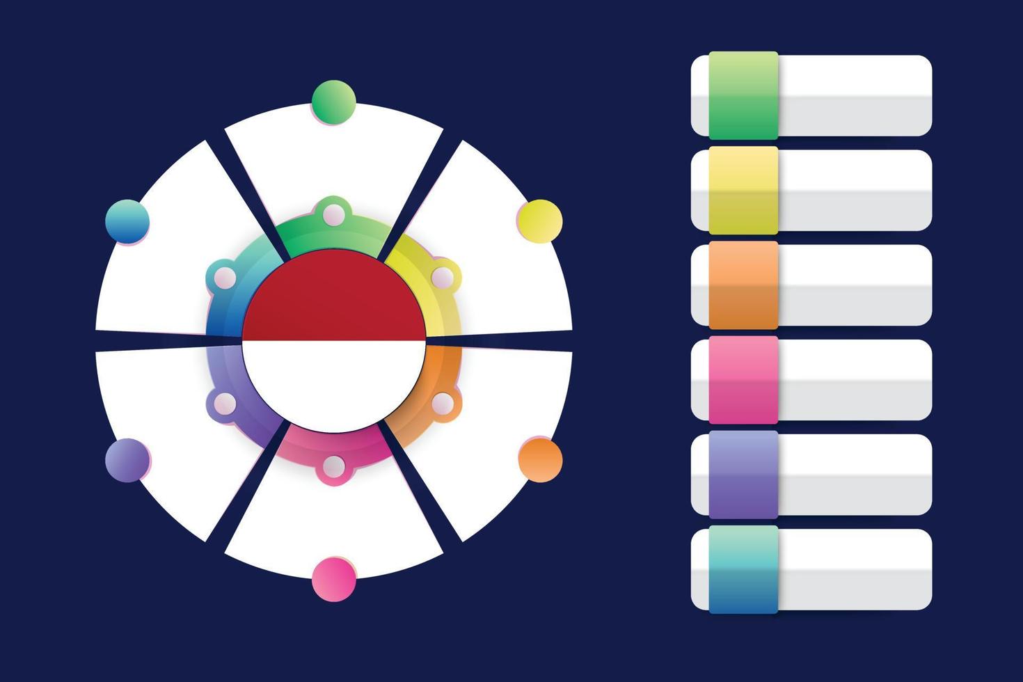 Bandeira da Indonésia com design infográfico incorporado e formato redondo dividido vetor