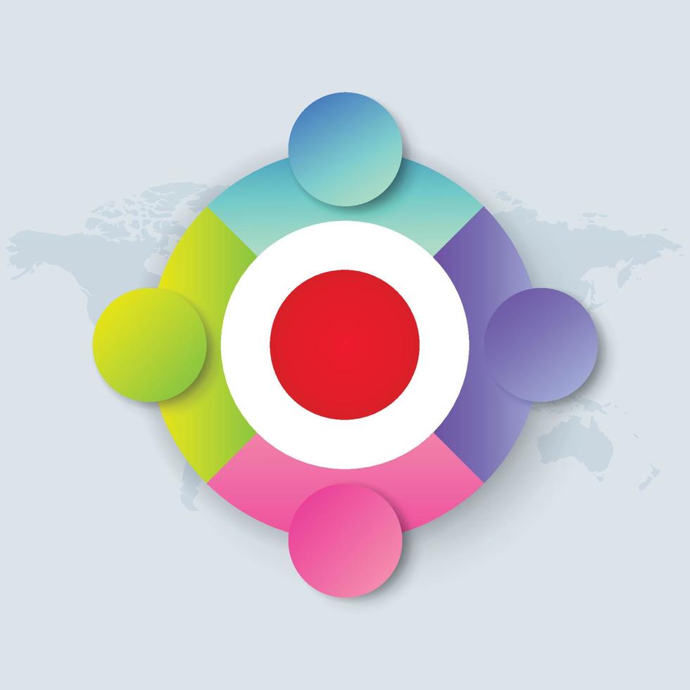 bandeira do japão com desenho infográfico isolado no mapa mundial vetor