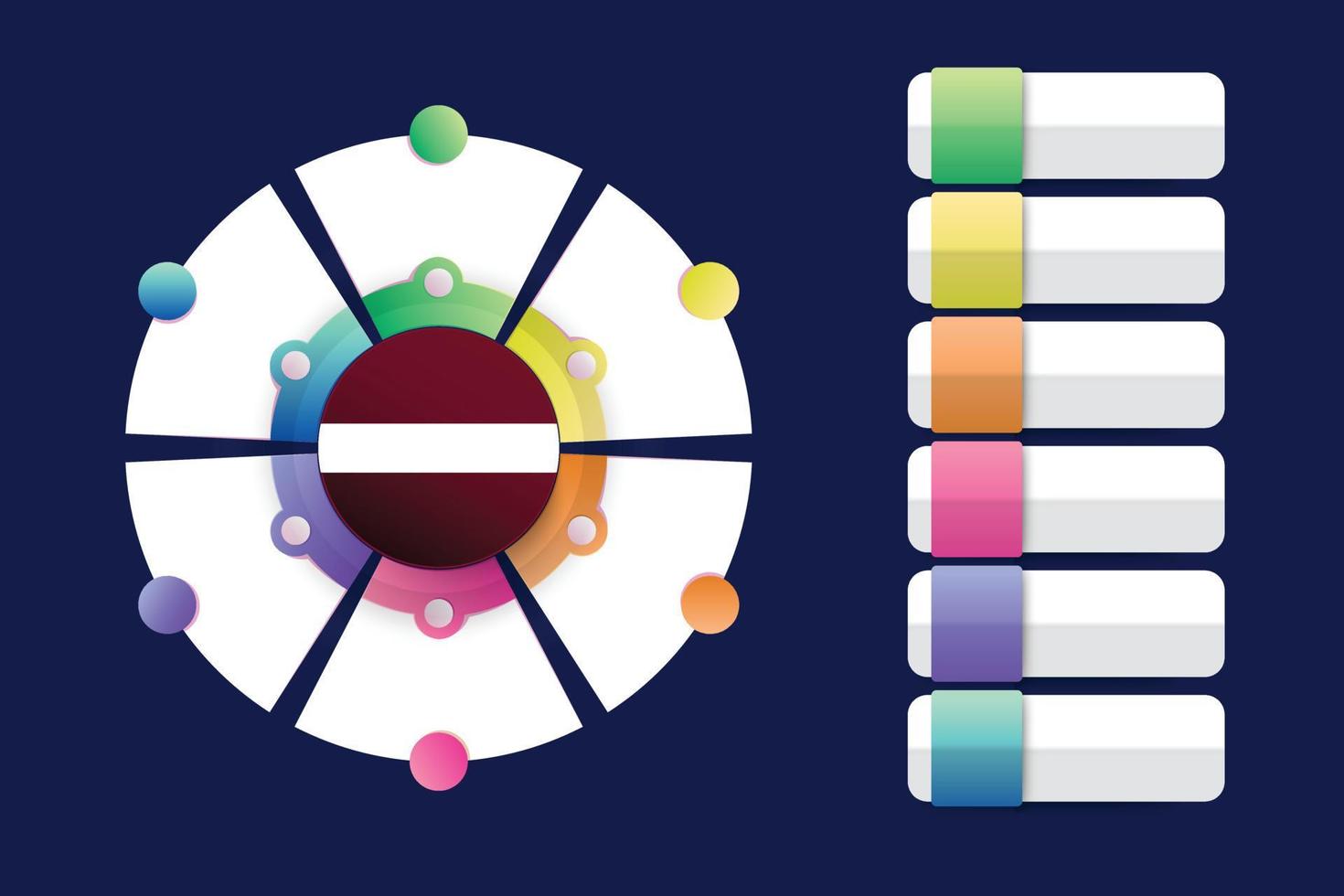 bandeira da letónia com desenho infográfico incorporado com formato redondo dividido vetor