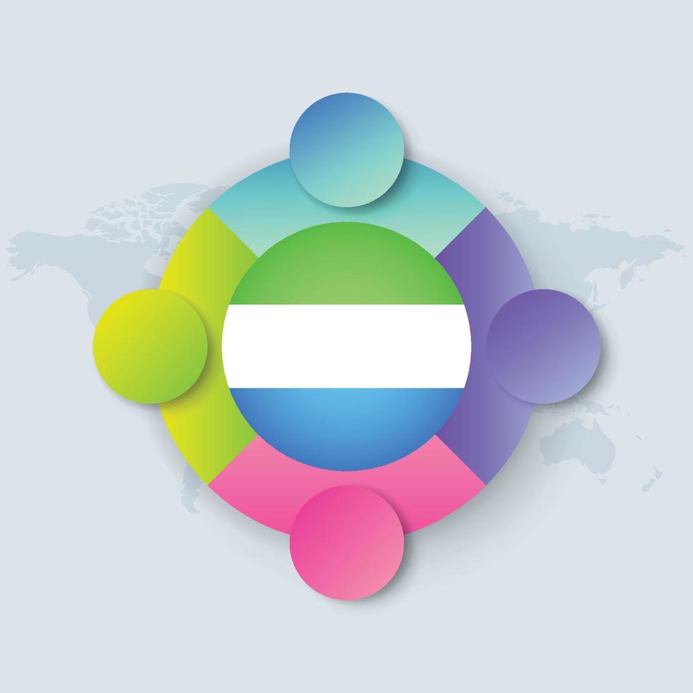 bandeira da Serra Leoa com design infográfico isolado no mapa-múndi vetor