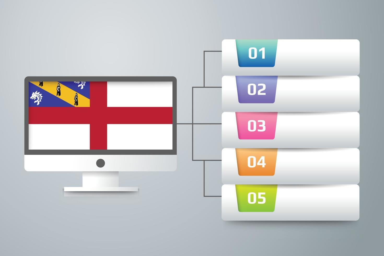 bandeira herm com design infográfico incorporado com monitor de computador vetor