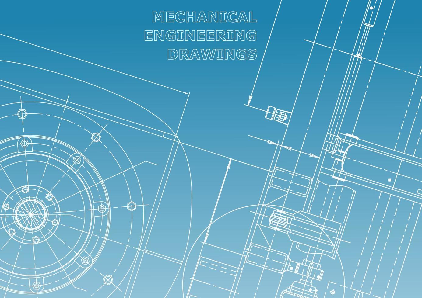 sistemas de design auxiliado por computador. ilustrações técnicas, planos de fundo. desenho de engenharia mecânica. indústria de construção de máquinas. desenhos de fabricação de instrumentos vetor