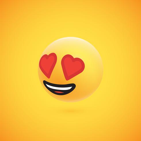 Lindo emoticon 3D amarelo alta detalhado para web, ilustração vetorial vetor