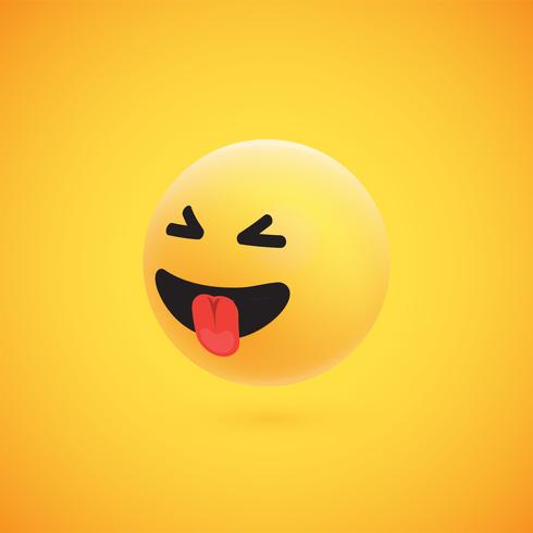 Lindo emoticon 3D amarelo alta detalhado para web, ilustração vetorial vetor