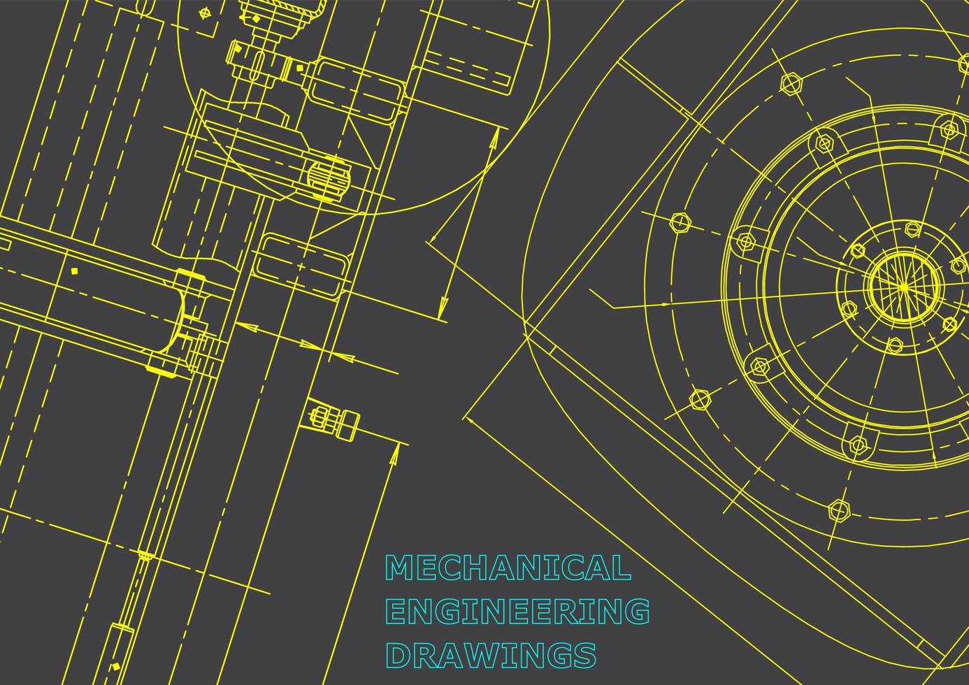 sistemas de design auxiliado por computador. ilustrações técnicas, planos de fundo. desenho de engenharia mecânica. indústria de construção de máquinas. desenhos de fabricação de instrumentos vetor