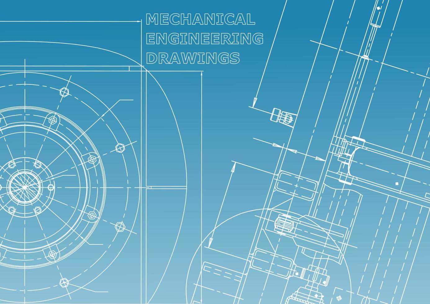 sistemas de design auxiliado por computador. ilustrações técnicas, planos de fundo. desenho de engenharia mecânica. indústria de construção de máquinas. desenhos de fabricação de instrumentos vetor