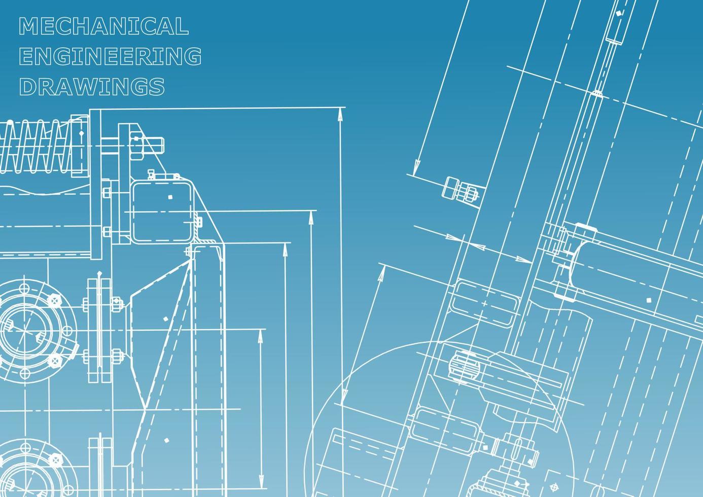 sistemas de design auxiliado por computador. ilustrações técnicas, planos de fundo. desenho de engenharia mecânica. indústria de construção de máquinas. desenhos de fabricação de instrumentos vetor