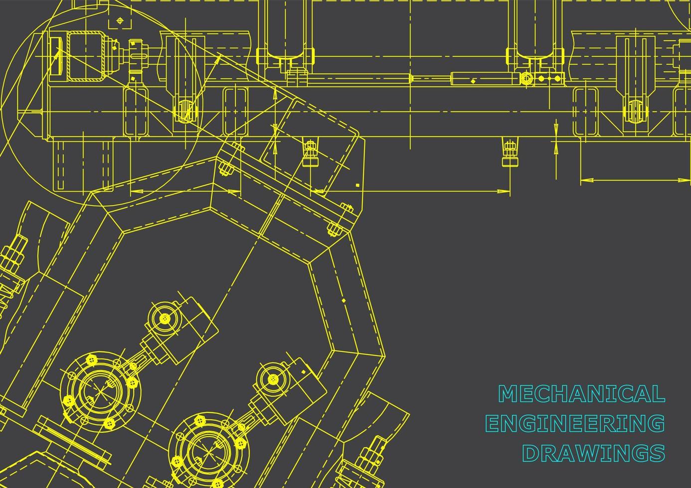 sistemas de design auxiliado por computador. ilustrações técnicas, planos de fundo. desenho de engenharia mecânica. indústria de construção de máquinas. desenhos de fabricação de instrumentos vetor