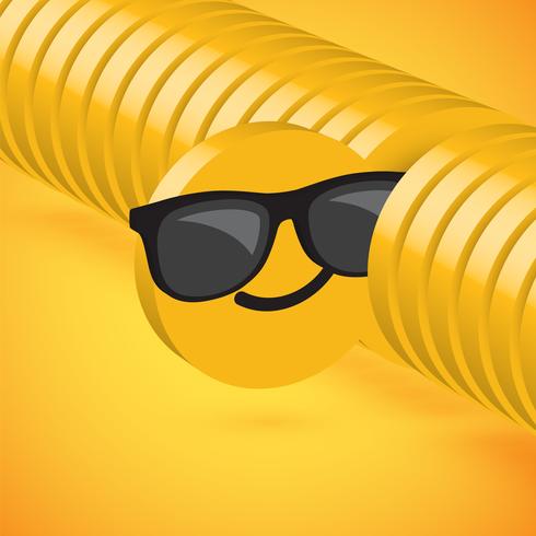 Emoticon amarelo elevado detalhado do disco 3D selecionado, ilustração do vetor