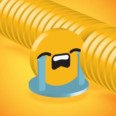 Emoticon amarelo elevado detalhado do disco 3D selecionado, ilustração do vetor