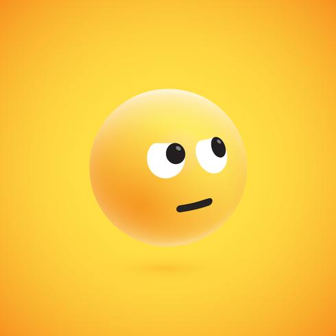 Lindo emoticon 3D amarelo alta detalhado para web, ilustração vetorial vetor