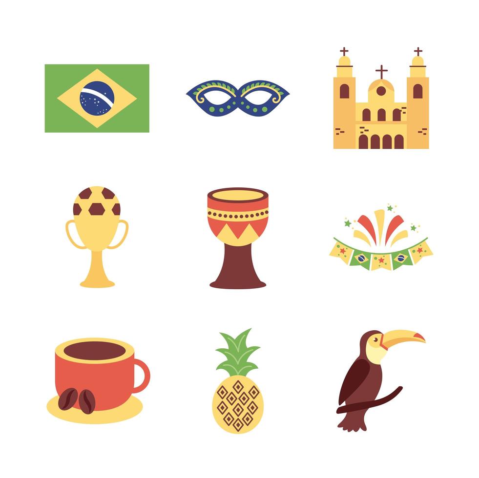 conjunto de ícones brasileiros vetor
